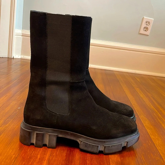 Free people Women’s size 8.5 Brooke chunky sole Chelsea boots in black suede 40 - Picture 1 of 9